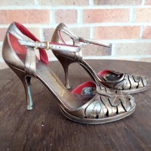 Ferragamo Bronze Metallic High Heel Sandals